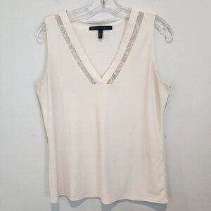 WHBM V-Neck Top with Lace Inset, Size S, Like New